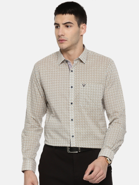 

Allen Solly Men Off-White & Yellow Sport Regular Fit Printed Semi-Formal Shirt