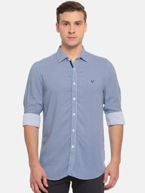 

Allen Solly Men White & Navy Blue Slim Fit Printed Casual Shirt