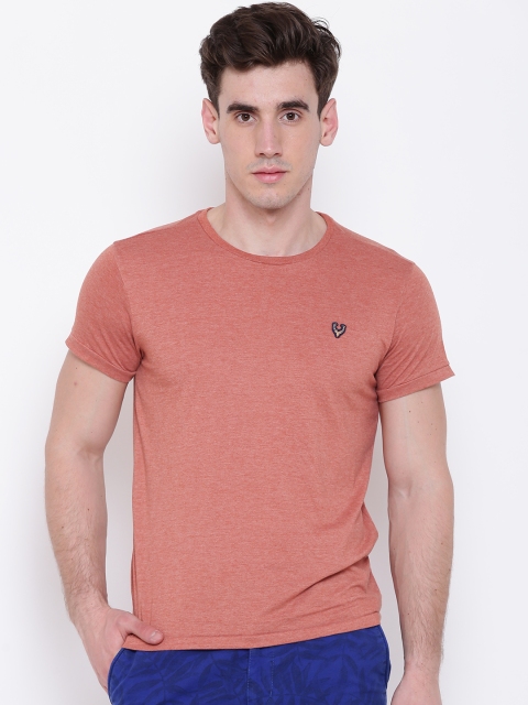 

Solly Jeans Co. Men Rust Solid Round Neck Slim Fit T-shirt