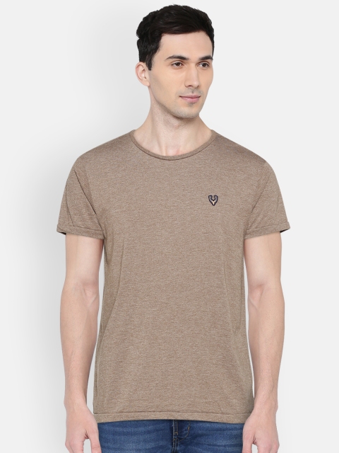 

Allen Solly Sport Men Coffee Brown Solid Round Neck Pure Cotton T-shirt