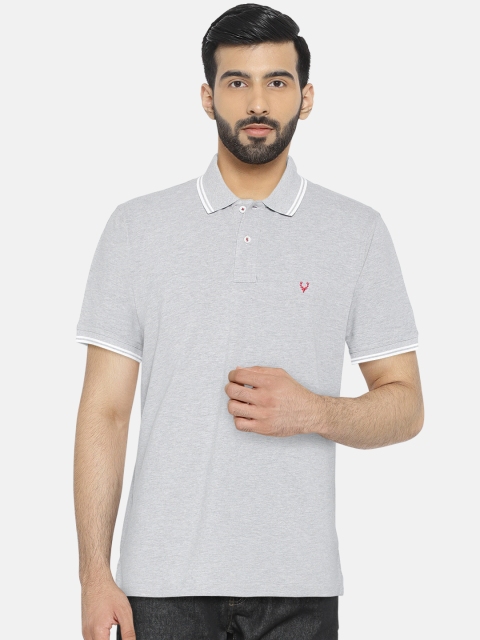 

Allen Solly Men Grey Melange Solid Polo T-shirt