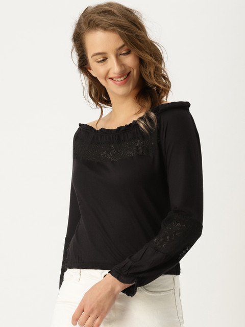 

DressBerry Women Brown Solid Blouson Top