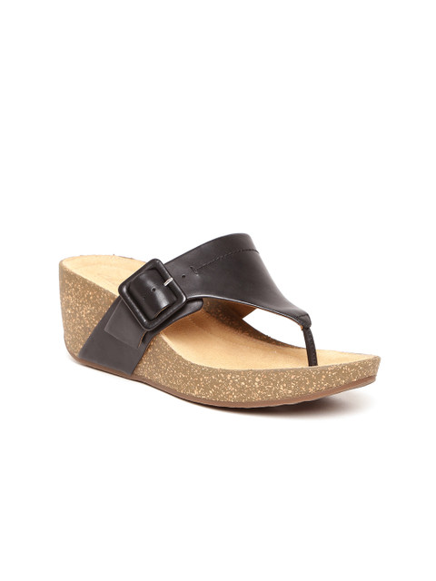 

Clarks Women Black Solid Leather Wedges