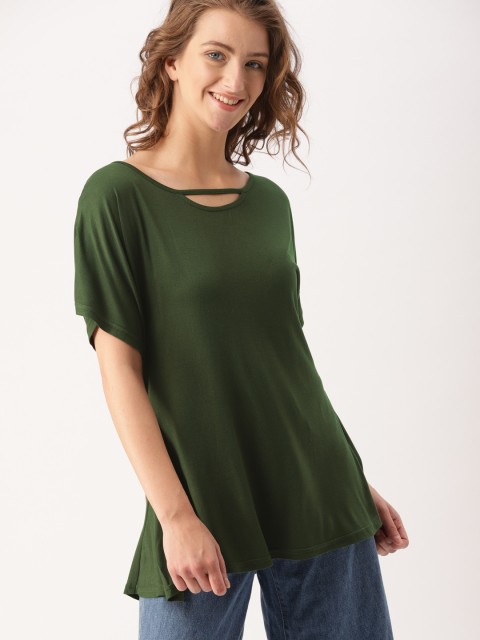

DressBerry Women Olive Green Solid Top