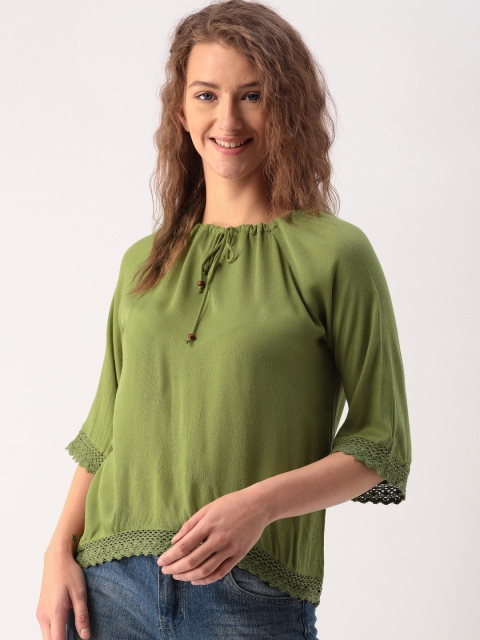 

DressBerry Women Green Solid Top