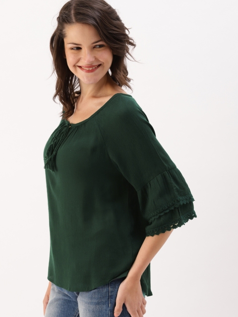 

DressBerry Women Olive Green Solid Top