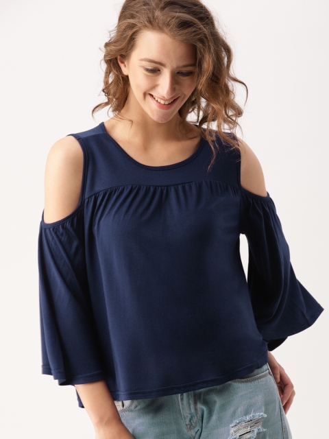 

DressBerry Women Navy Blue Solid Top