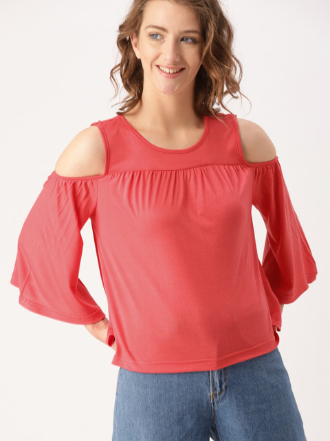 

DressBerry Women Coral Solid Top