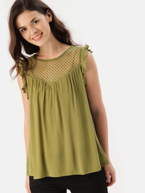 

DressBerry Women Green A-Line Top