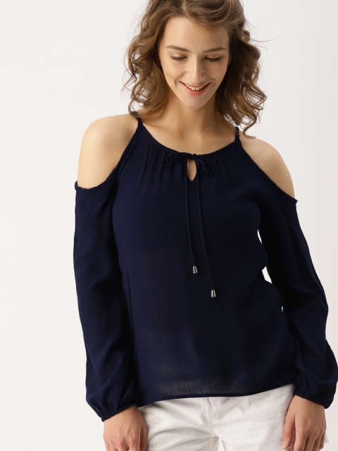 

DressBerry Women Navy Solid Top, Navy blue