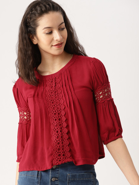 

DressBerry Women Maroon Solid Top