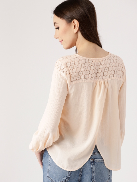 

DressBerry Women Peach-Coloured Solid Styled Back Top