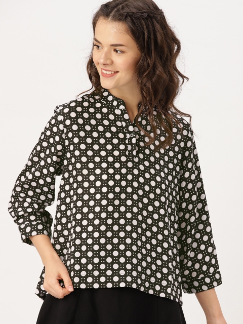 

DressBerry Women Black & White Geometric Printed Top