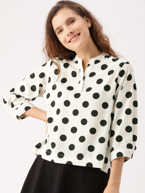 

DressBerry Women White & Black Printed Top