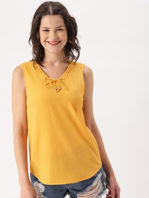 

DressBerry Women Mustard Solid Top