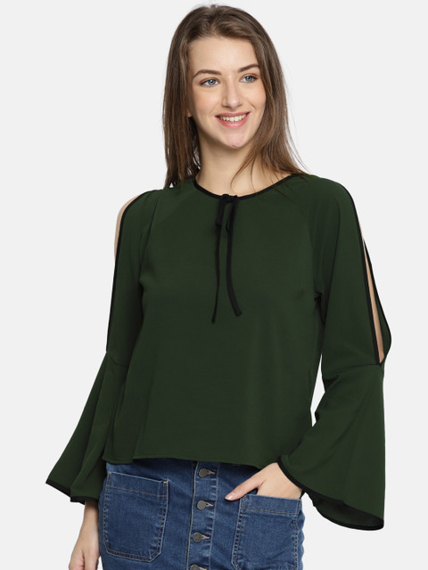 

DressBerry Women Olive Green Solid Top