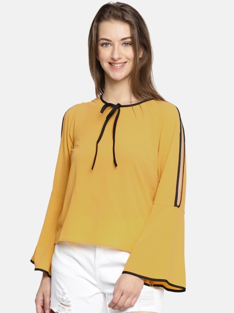 

DressBerry Women Mustard Yellow Solid Top
