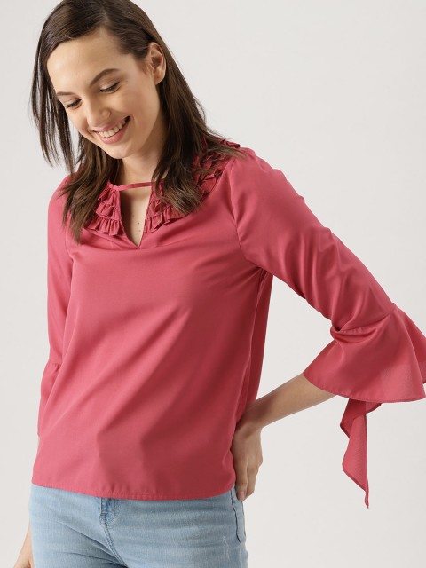 

DressBerry Women Pink Solid Styled Back Top