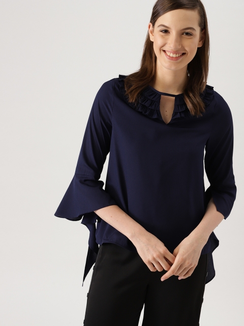 

DressBerry Women Navy Blue Solid Styled Back Top