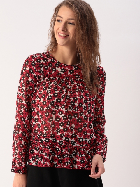 

DressBerry Women Red Printed Top