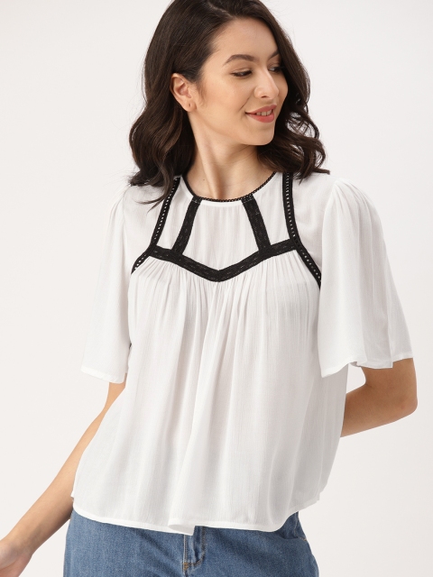 

DressBerry Women White Solid A-Line Top