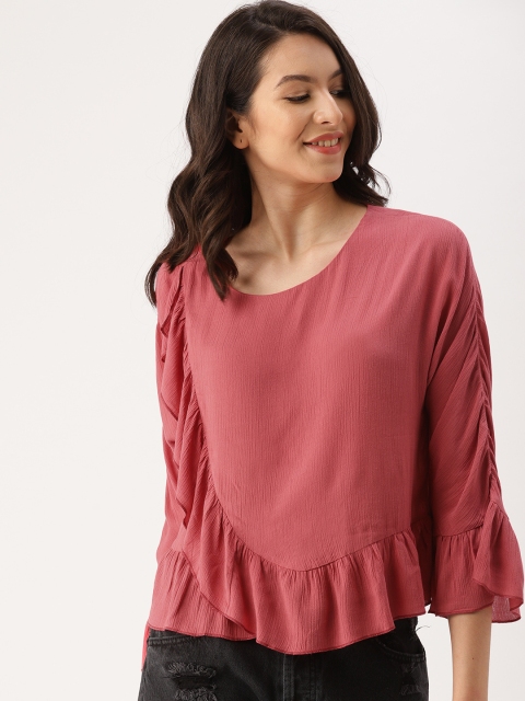 

DressBerry Women Pink Ruffles Top