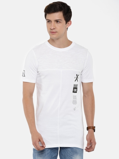 

Jack Jones Men White Printed Round Neck Pure Cotton T-shirt