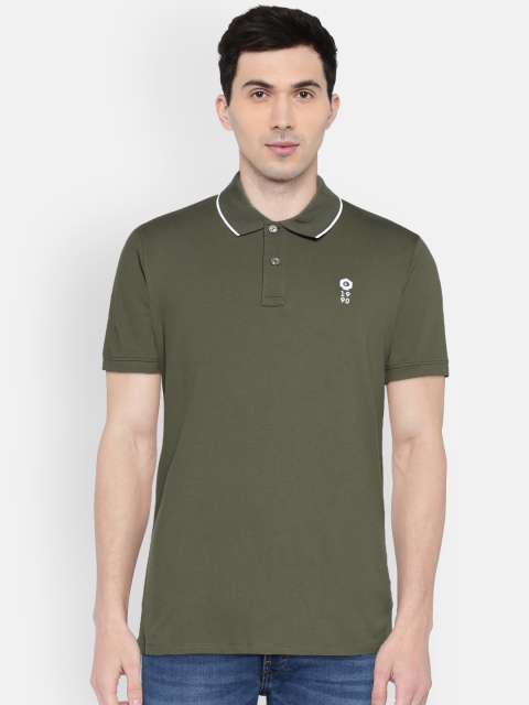 

Jack & Jones Men Olive Solid Round Neck T-shirt