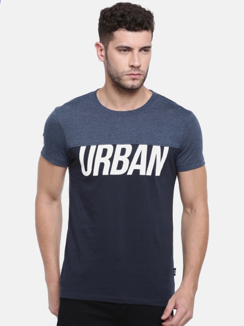 

Jack & Jones Men Blue Printed Round Neck T-shirt, Navy blue