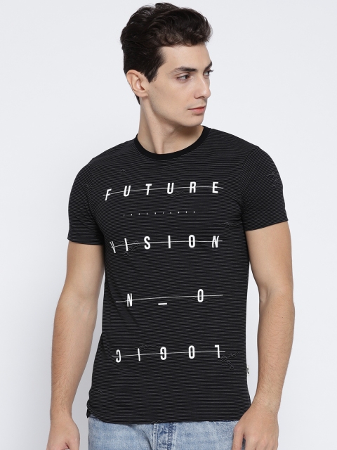 

Jack & Jones Men Black Printed Round Neck T-shirt