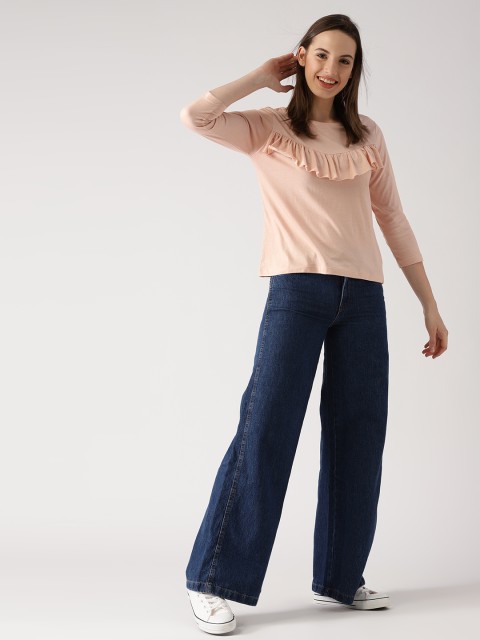 

DressBerry Women Peach-Coloured Solid Top