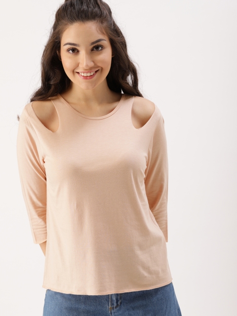 

DressBerry Women Peach-Coloured Solid Top
