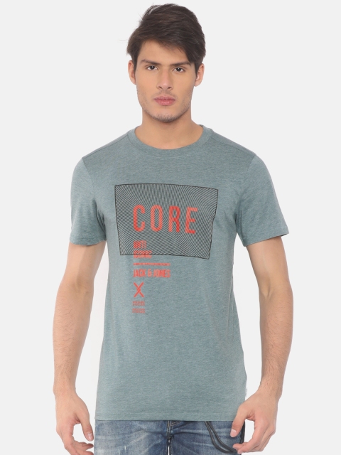 

Jack & Jones Men Blue Printed Round Neck T-shirt