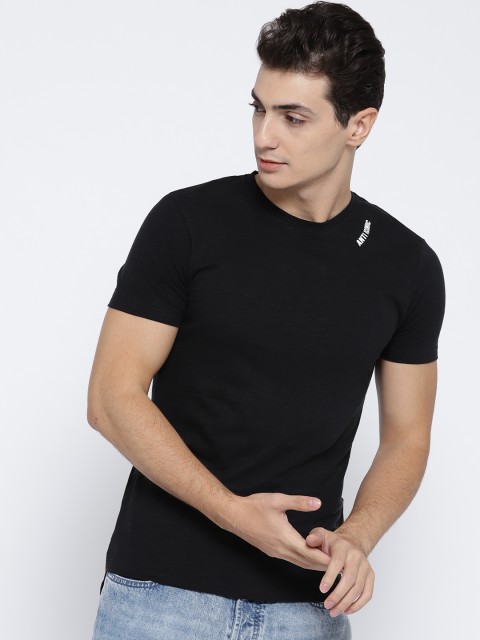 

Jack & Jones Men Black Solid Round Neck T-shirt