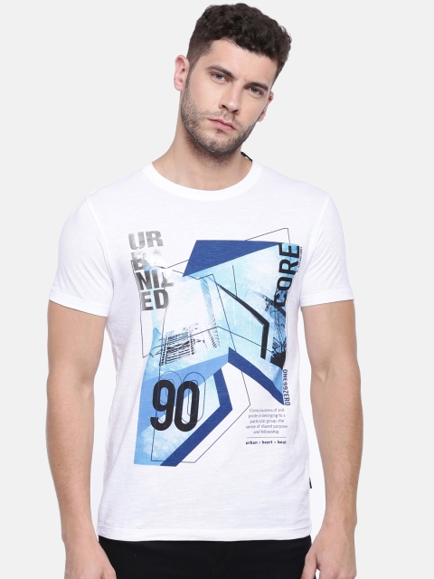 

Jack & Jones Men White Printed Round Neck T-shirt