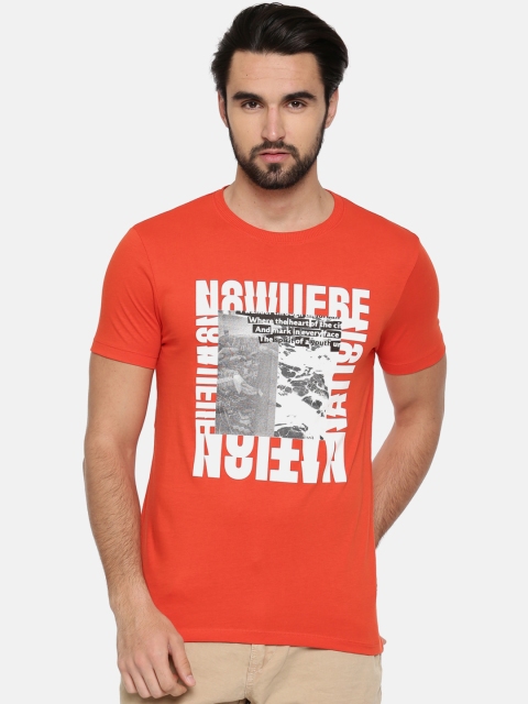 

Jack & Jones Men Coral Printed Round Neck T-shirt