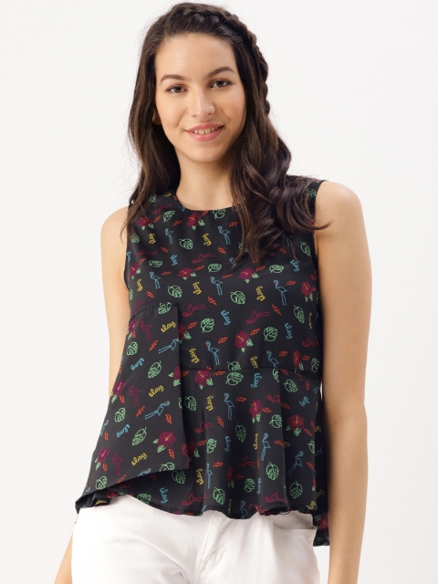 

DressBerry Women Black Printed A-Line Top