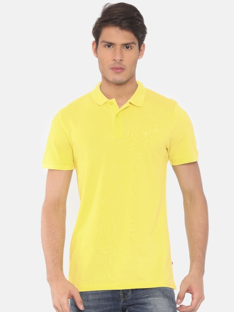 

Jack Jones Men Yellow Solid Polo Collar Pure Cotton T-shirt