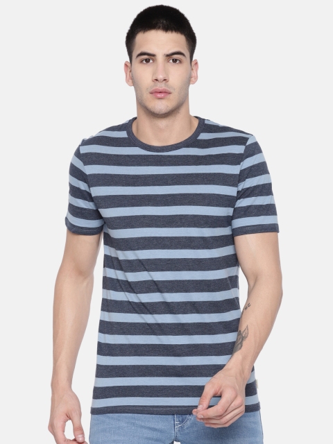 

Jack & Jones Men Blue Striped Round Neck T-shirt