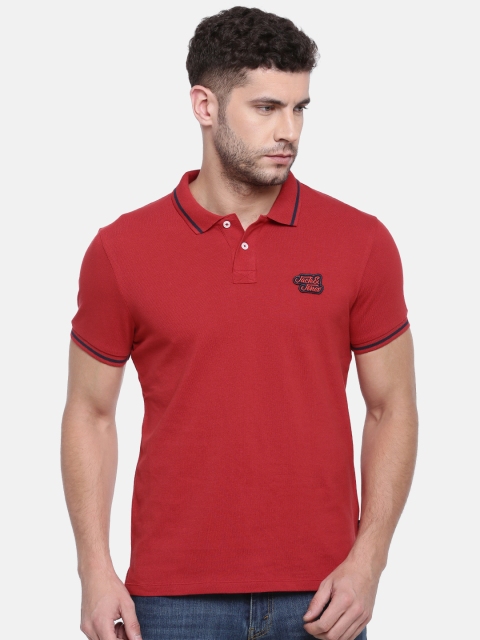 

Jack & Jones Men Red Solid Polo Collar T-shirt