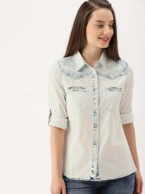 

DressBerry Women White Regular Fit Solid Casual Shirt