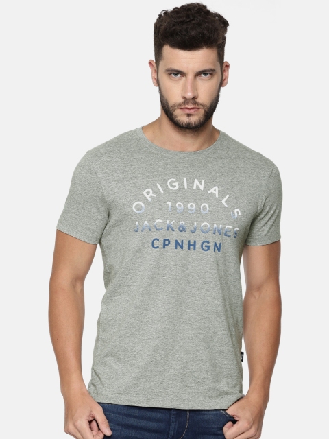 

Jack & Jones Men Grey Printed Round Neck T-shirt