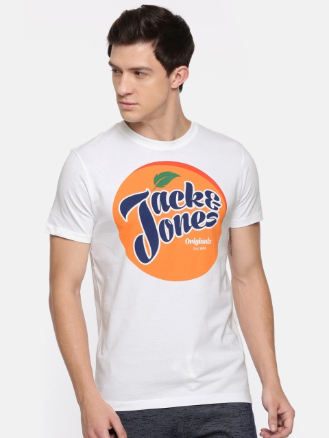 

Jack & Jones Men White Printed Round Neck T-shirt