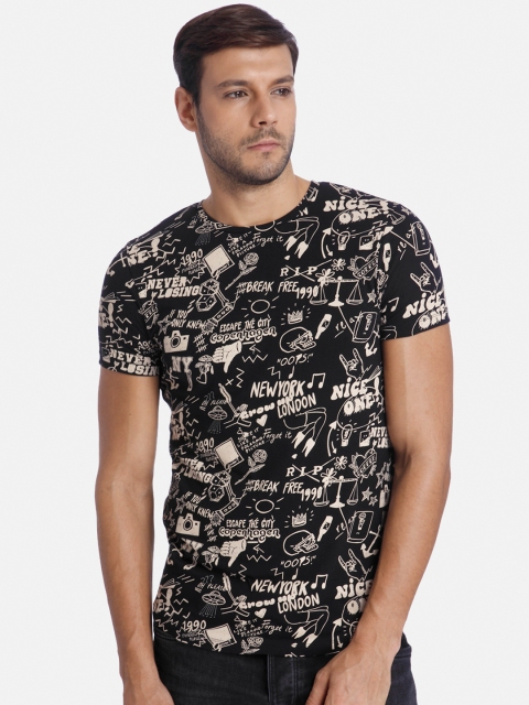 

Jack & Jones Men Black Printed Round Neck T-shirt