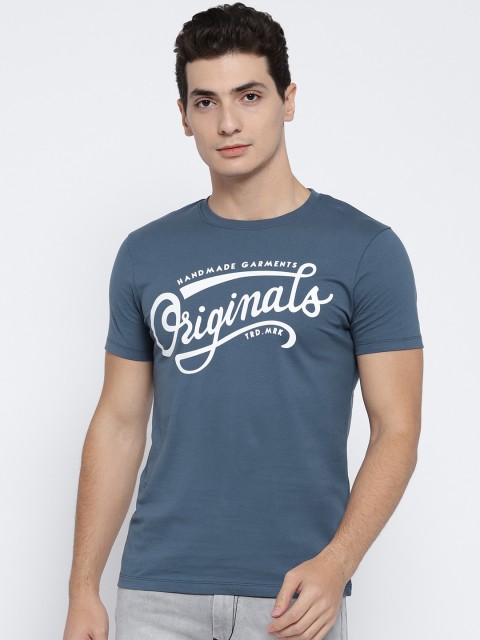 

Jack & Jones Men Blue Printed Round Neck T-shirt