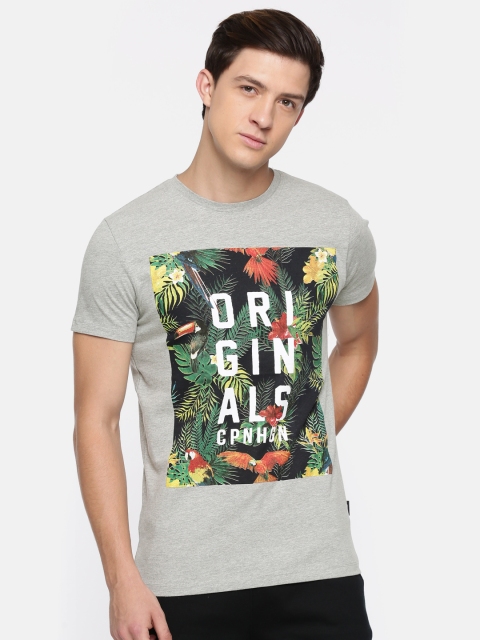

Jack & Jones Men Grey Printed Round Neck T-shirt