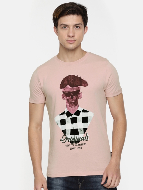 

Jack & Jones Men Pink Printed Round Neck T-shirt
