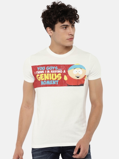 

Jack & Jones Men Off-White Printed Round Neck T-shirt