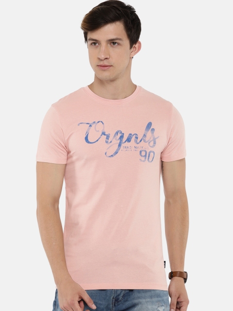

Jack & Jones Men Pink Printed Slim Fit Round Neck T-shirt