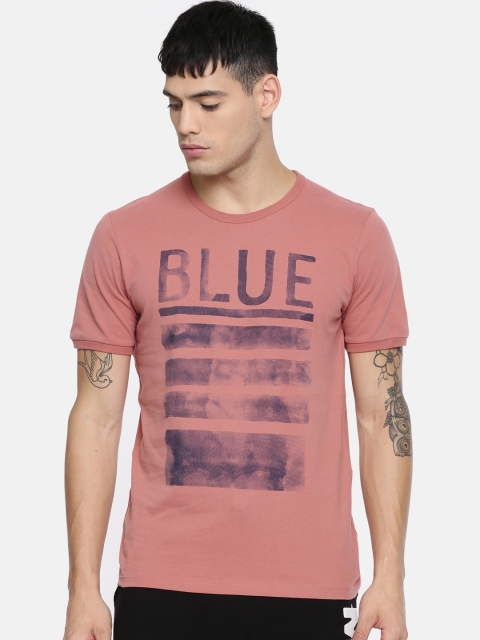 

Jack & Jones Men Pink Printed Round Neck T-shirt